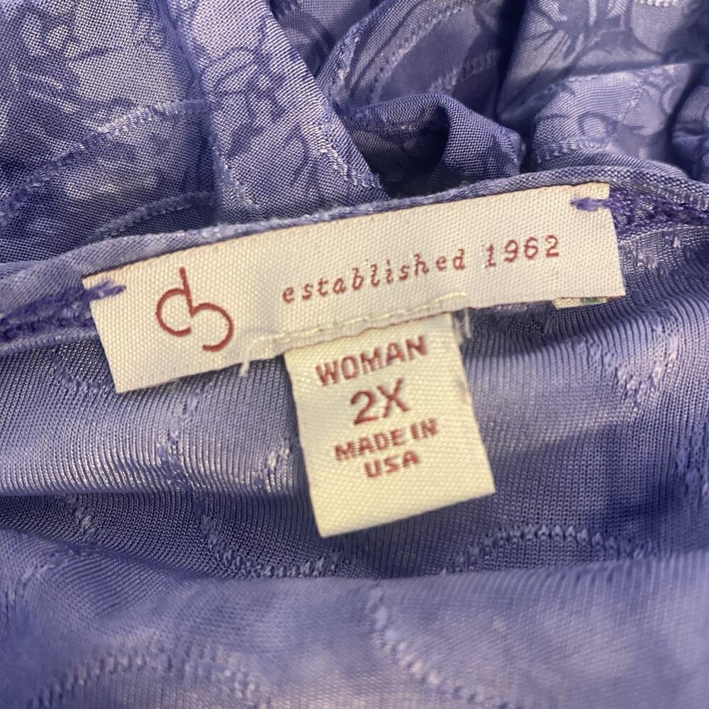 CB Established 1962 Womens 2X Blouse Top Purple Floral Asymmetrical Whimsy Artsy - Picture 4 of 10